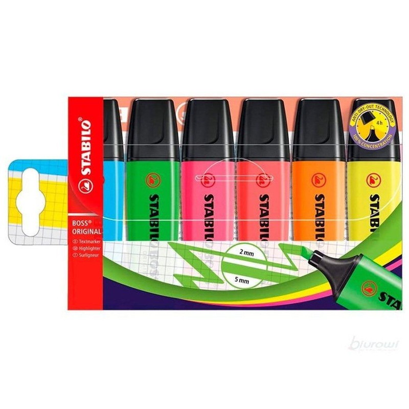 Boss Zakreślacz fluorescencyjny 6 kolorów w etui Stabilo 6 sztuk