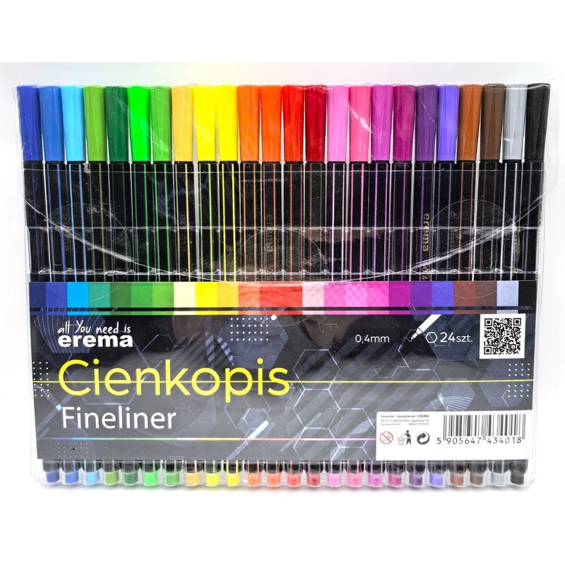 Cienkopis hexagonal 24 kolory EREMA Zestaw