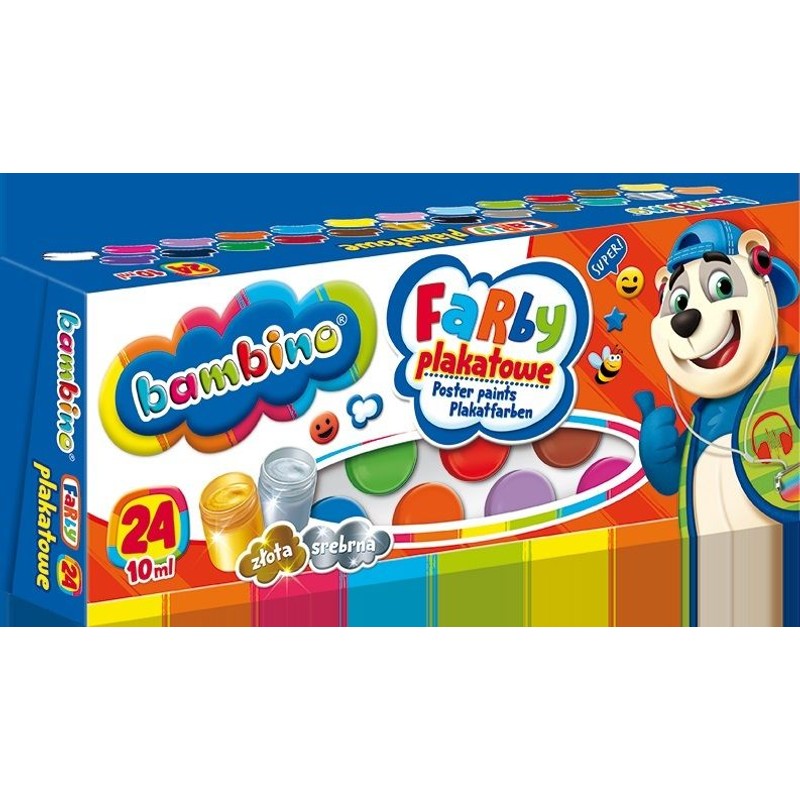 Farby plakatowe 24 kolory  Bambino 1 sztuka