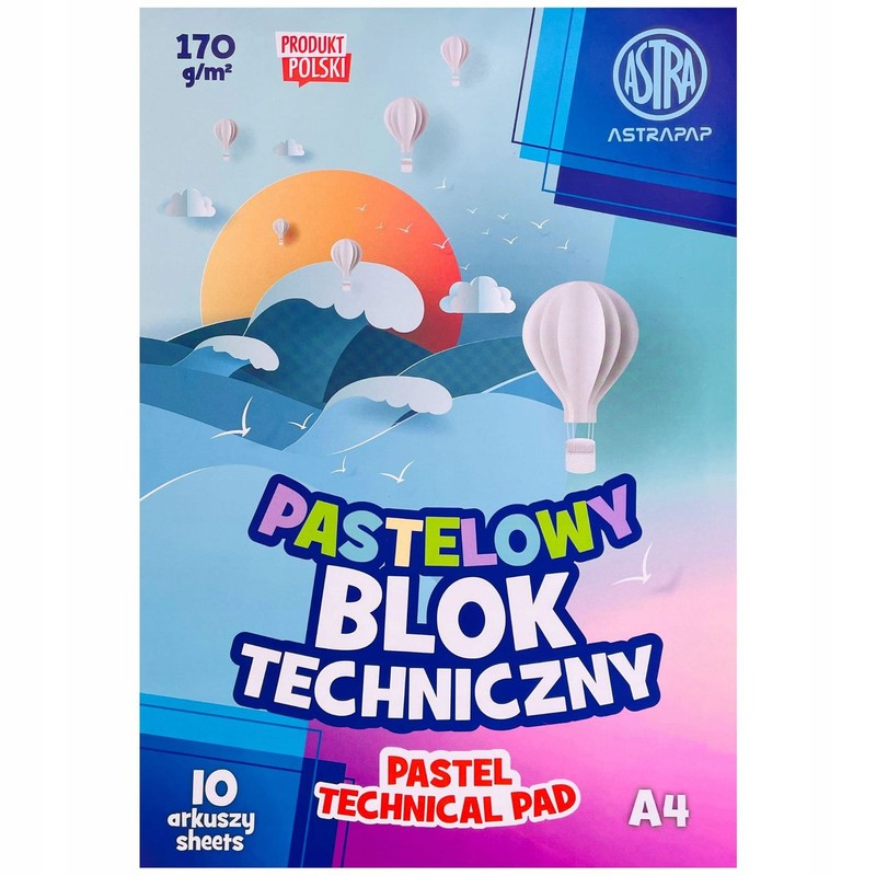 Blok kolorowy barwiony w masie Astrapap Pastel A4 170g 10 arkuszy mix ASTRA 1 sztuka