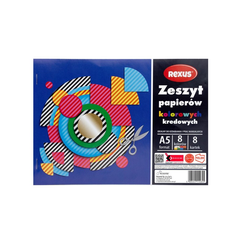 Zeszyt papierów kolorowych kredowanych A5/8k mix Rexus 1 sztuka