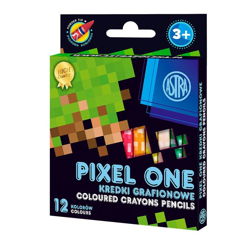 Kredki grafitonowe okrągłe Kids Pixel One 12 kolorów 7/85 mm ASTRA 12 sztuk