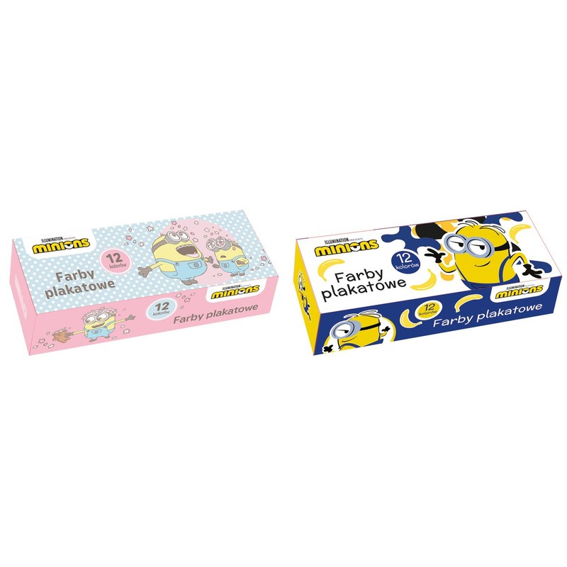 Farby plakatowe 12kol. 20ml mix wzorów Minionki zestaw