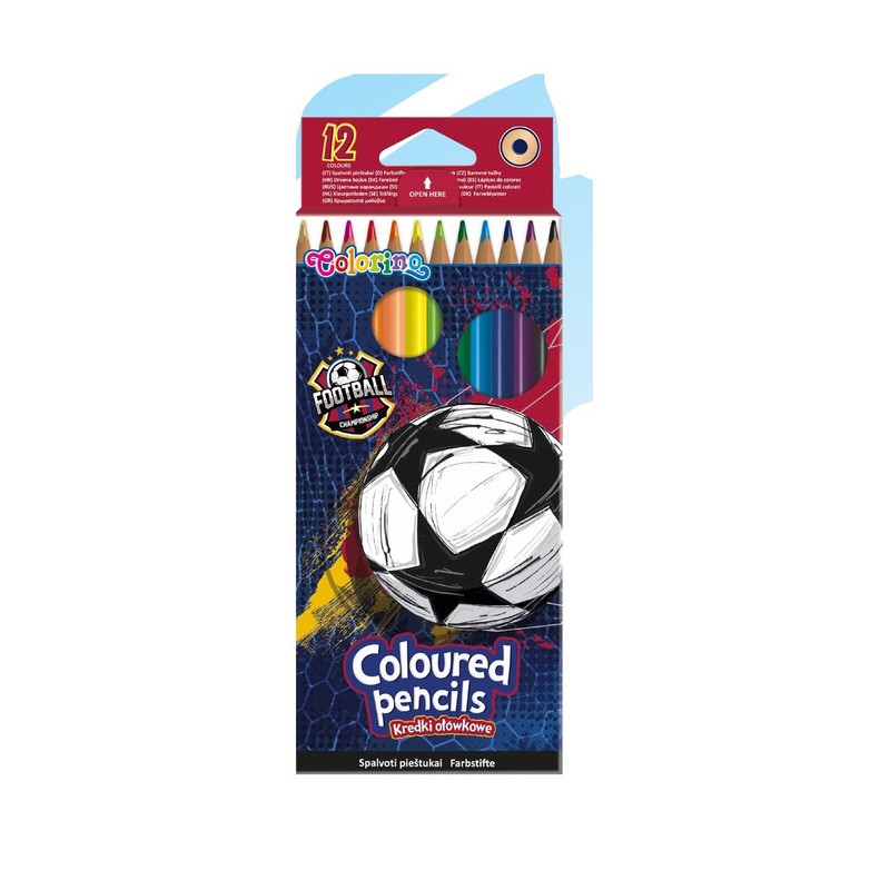 Kredki ołówkowe trójkątne 12 kolorów „football” Colorino 12 sztuk