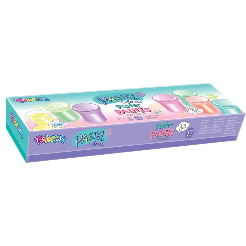 Farby plakatowe Pastel 20 ml 12 kolorów Colorino Zestaw