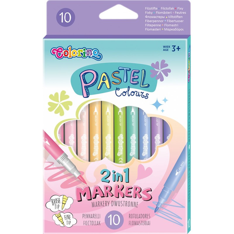 Flamastry Pastel dwustronne 10 kolorów Coolpack 10 sztuk