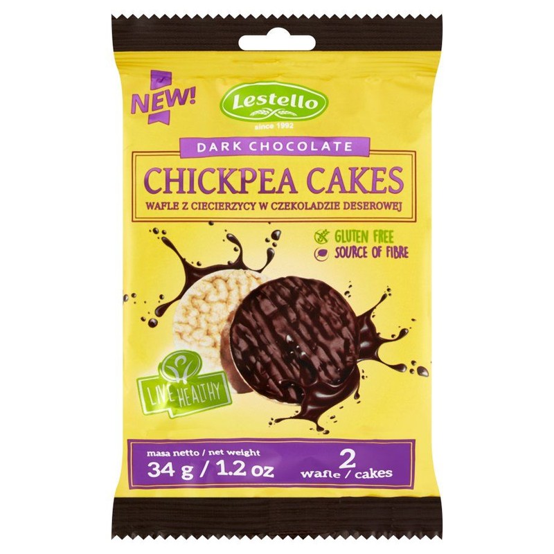 Wafle z ciecierzycy w czekoladzie deserowej Lestello 34 g
