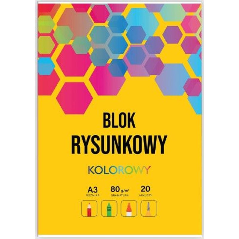 Blok rysunkowy A3 20 kartek kolorowy Auchan 1 sztuka