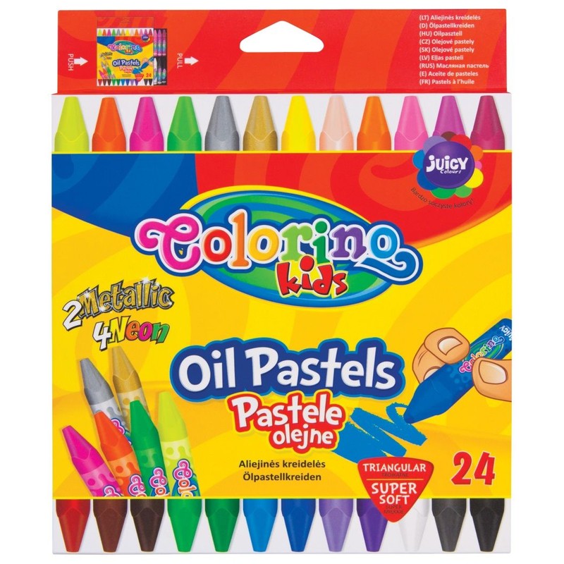 Pastele olejne trójkątne 24 kolory Colorino Kids 24 sztuki