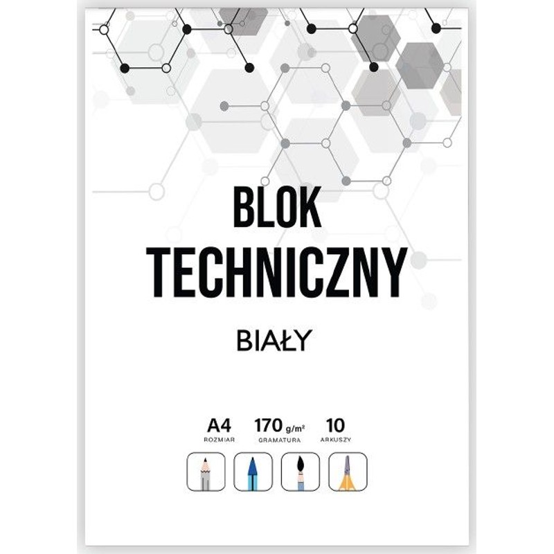 Blok techniczny A4 10 kartek biały Auchan 1 sztuka