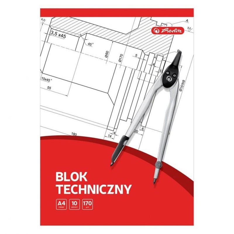 Blok techniczny A4 10 kartek biały Herlitz 1 sztuka