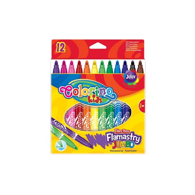 Flamastry Jumbo 12 kolorów Colorino Kids 12 sztuk