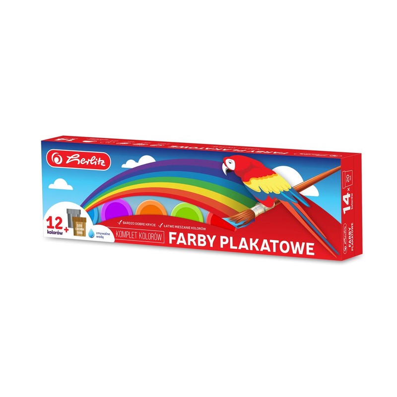 Farby plakatowe Premium, 14 kolorów Herlitz 14 sztuk