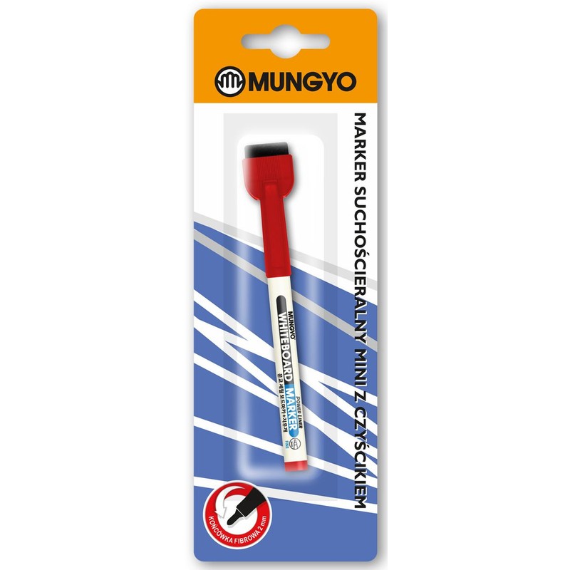 Marker czerwony suchościeralny z czyścikiem Mungyo 1 sztuka