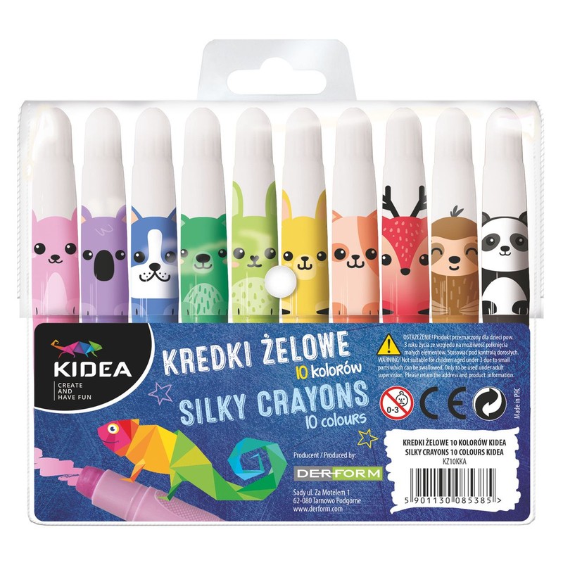 Kredki żelowe 10 kolorów Kidea 10 sztuk