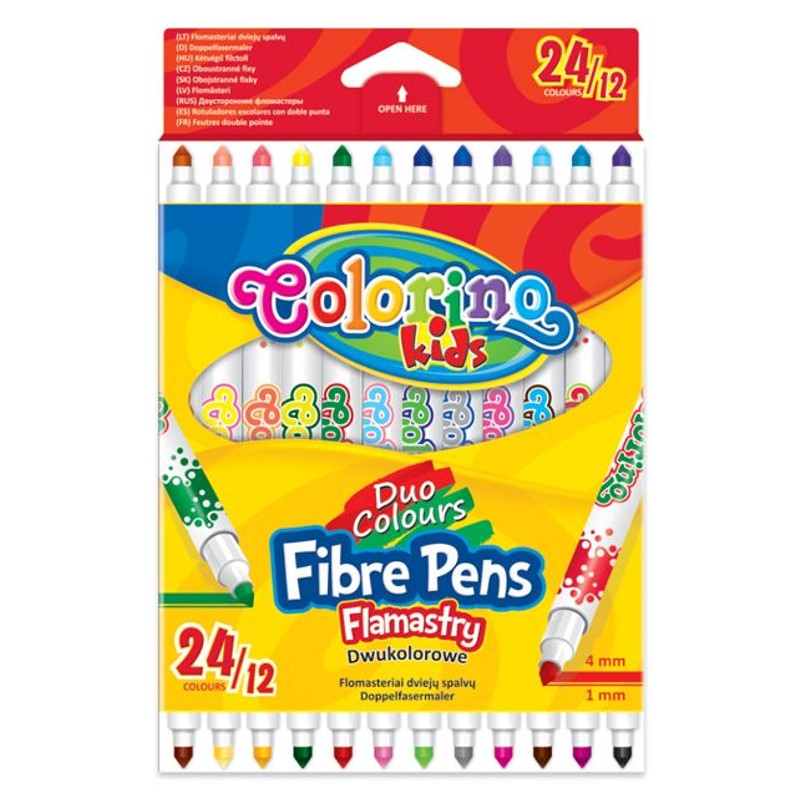 Flamastry dwukolorowe 12 szt. 24 kolory Colorino Kids 12 sztuk