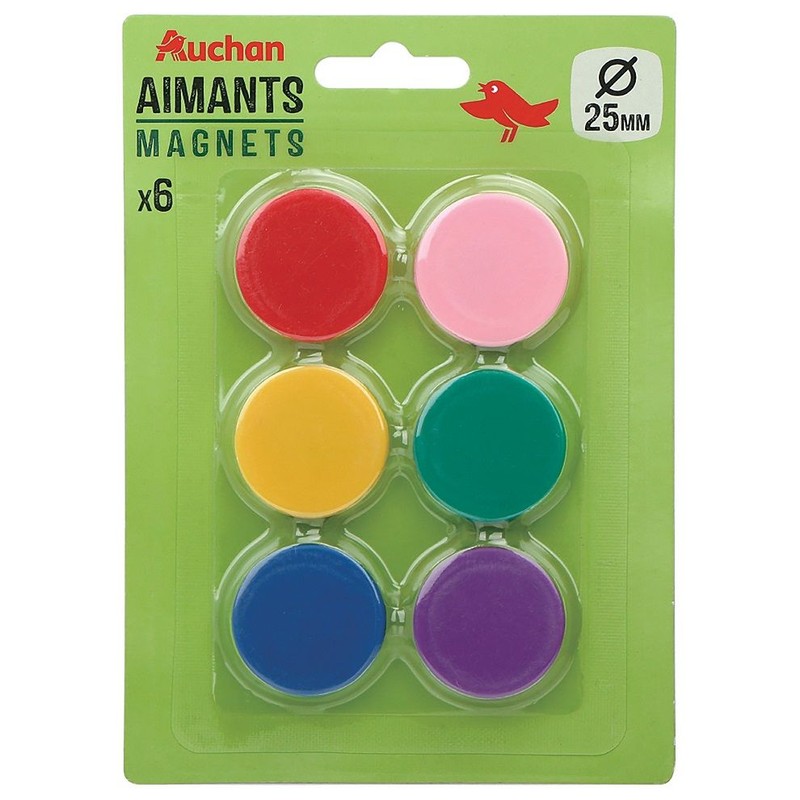 Magnesy 25mm 6szt. Auchan 6 sztuk