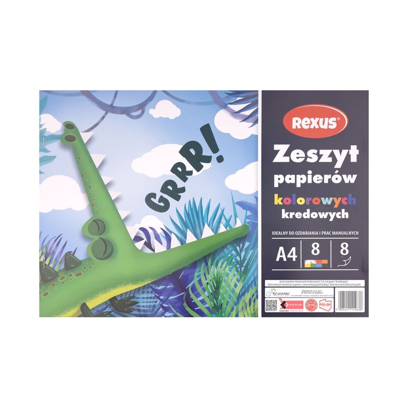 Zeszyt papierów kolorowych kredowanych A4/8k mix Rexus 1 sztuka