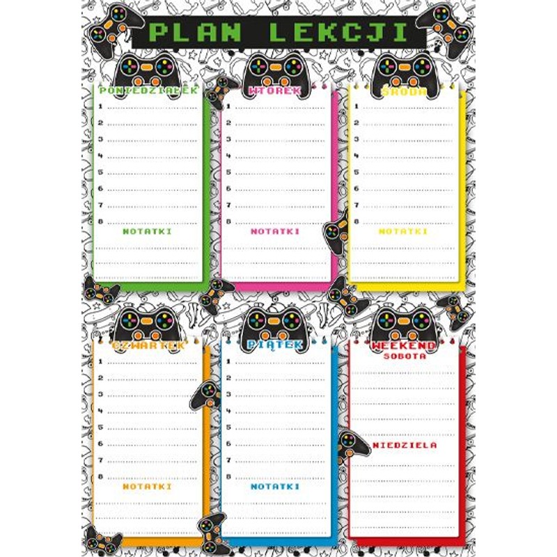 Plan lekcji z tabliczką mnożenia A4 Pad Henry 1 sztuka