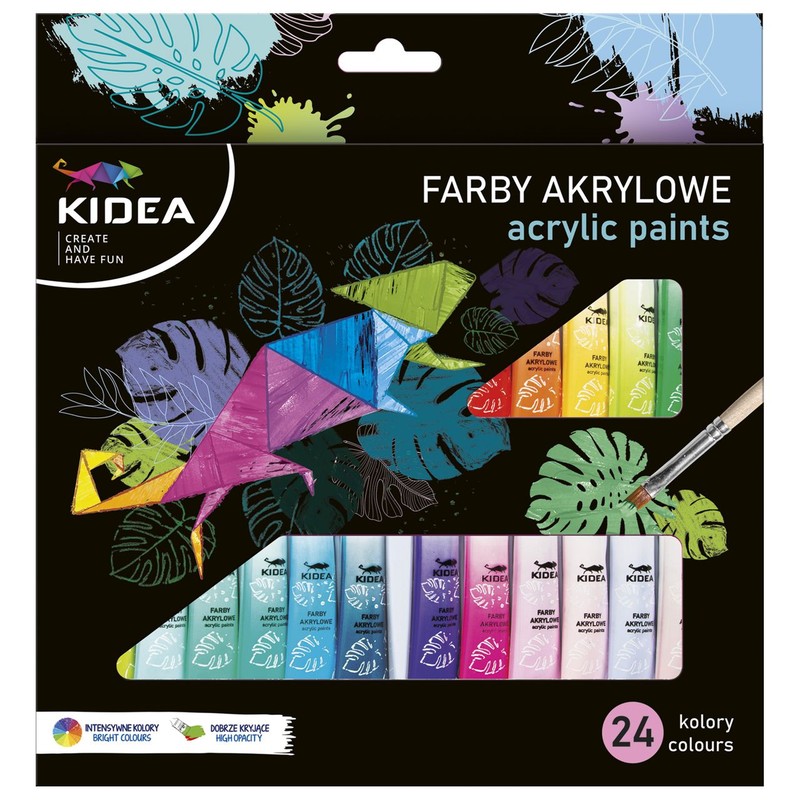 Farby akrylowe 24 kolory Kidea 24 sztuki