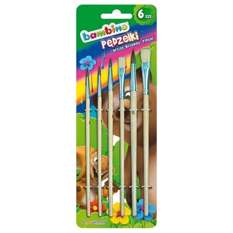 Pędzelki 6 Sztuk z Naturalnego Włosia Różne Rozmiary Bambino 6 sztuk