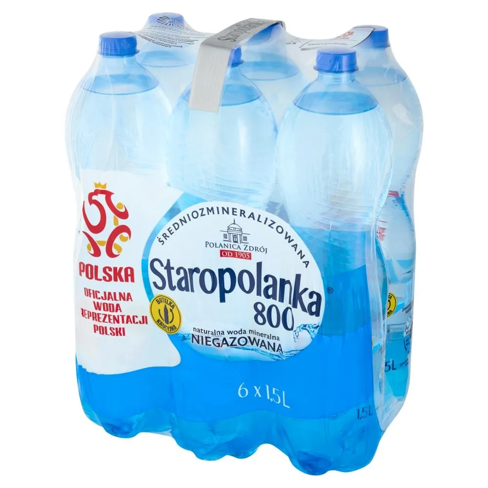 Staropolanka 800 Naturalna woda mineralna średniozmineralizowana niegazowana 6 x 1,5 l