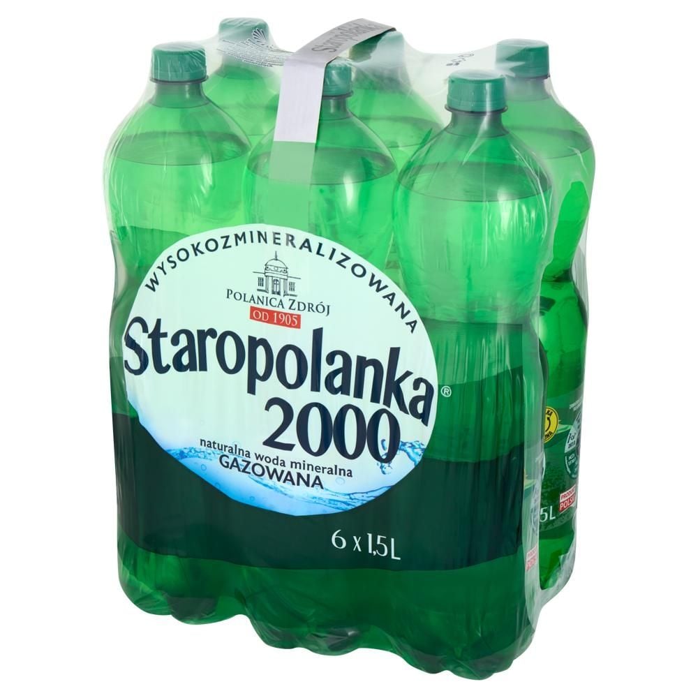 Staropolanka 2000 Naturalna woda mineralna wysokozmineralizowana gazowana 6 x 1,5 l