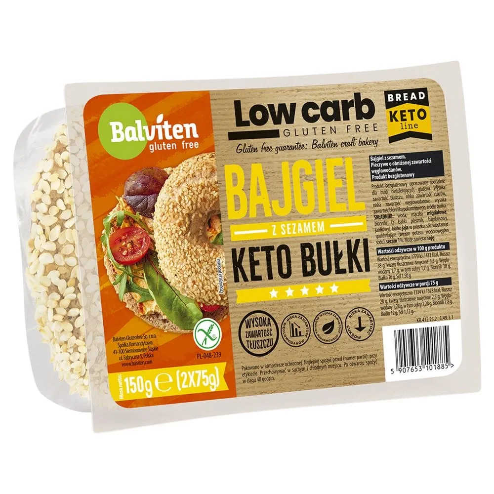 Balviten Keto bułki bajgel z sezamem 150 g (2 x 75 g)
