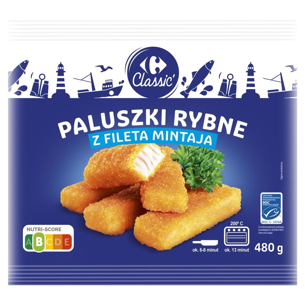 Carrefour Classic Paluszki rybne z fileta mintaja 480 g