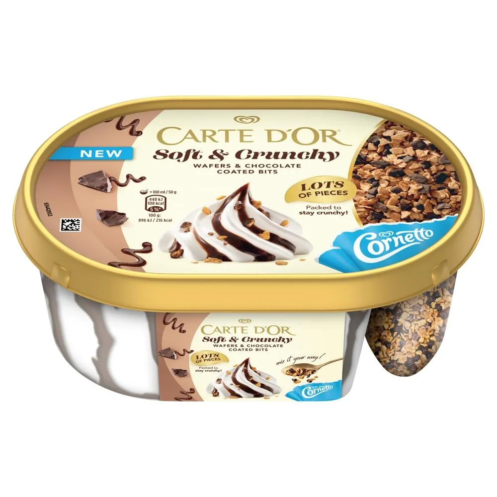 Carte D'Or Soft & Crunchy Lody waniliowe z sosem o smaku czekoladowym 750 ml