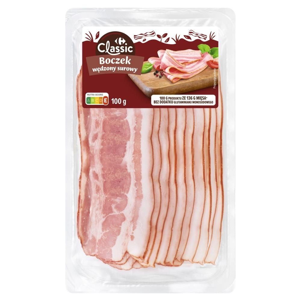 Carrefour Classic Boczek wędzony surowy 100 g
