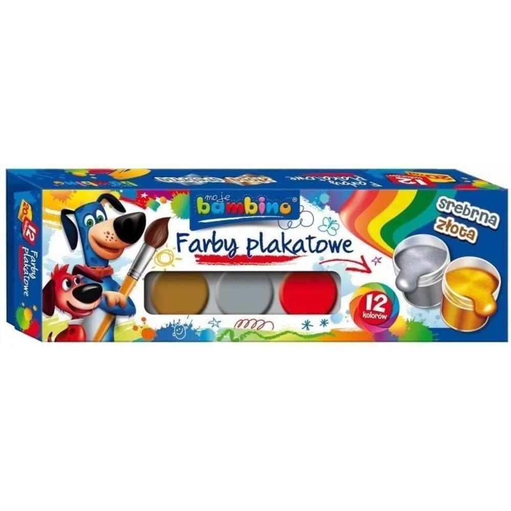 St Majewski Bambino Farby plakatowe12 kolorów + 1 gratis