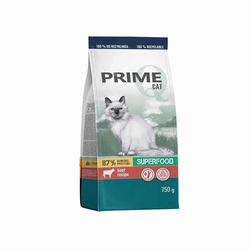 Karma sucha dla kotów bogata w wołowinę z warzywami PRIME 750 g