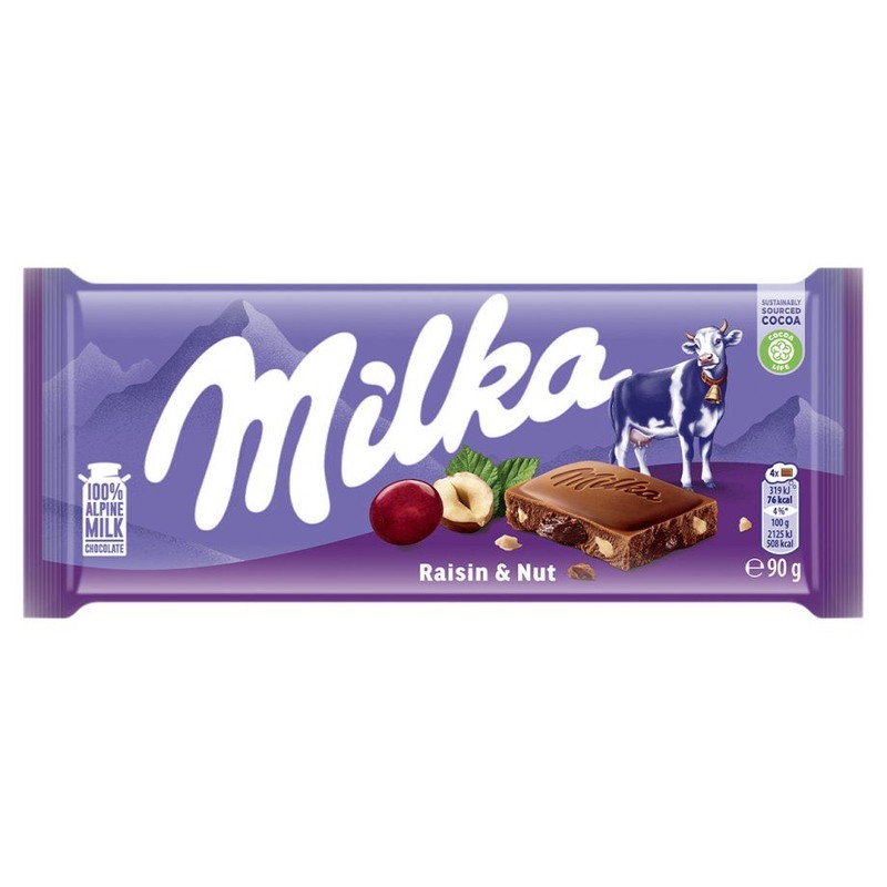 Czekolada mleczna Raisin & Nut Milka 90 g