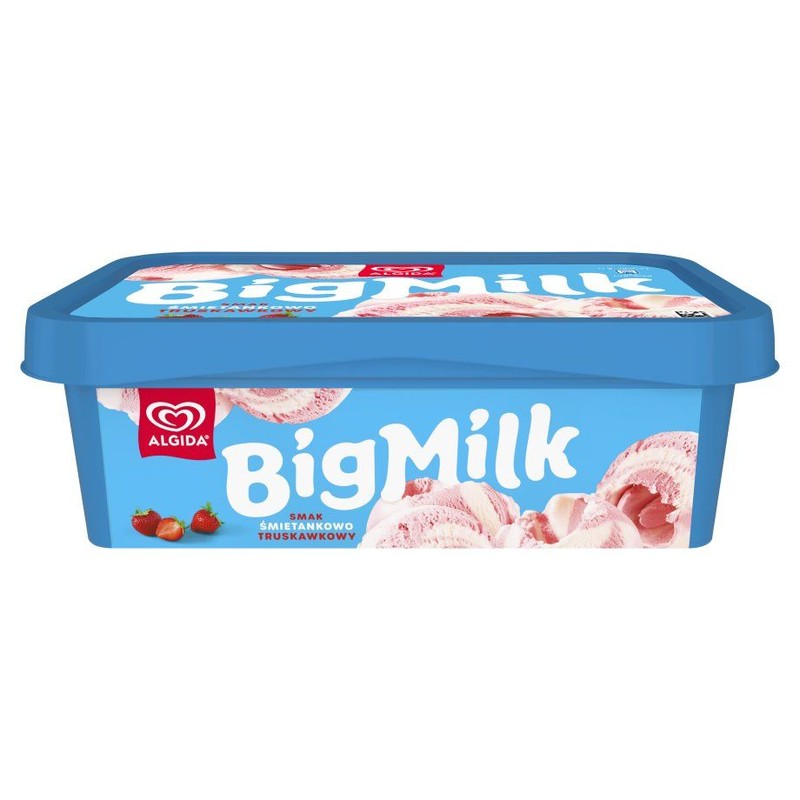 Lody o smaku śmietankowo truskawkowym Big Milk 900 ml