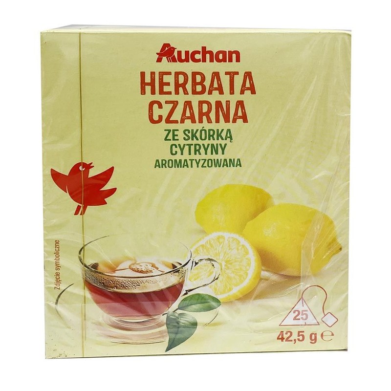 Herbata czarna ze skórką cytryny aromatyzowana Auchan 25 torebek