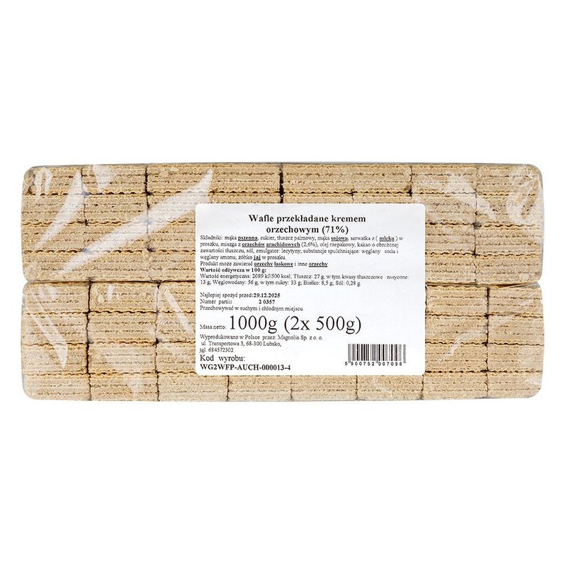 Wafle przekładane kremem orzechowym Auchan 2 x 500 g