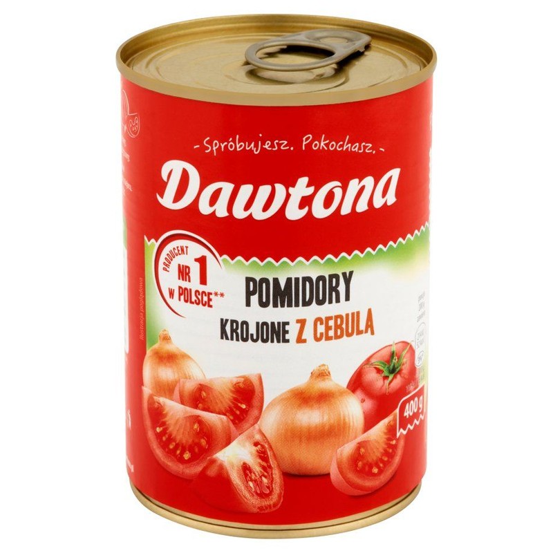 Pomidory krojone bez skórki z cebulą   Dawtona 400 g