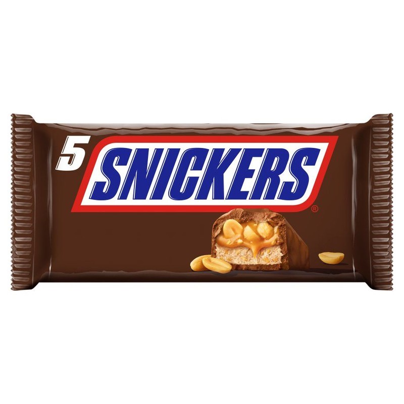 Baton nugatowy z orzechami ziemnymi i karmelem w czekoladzie Snickers 5 x 50 g