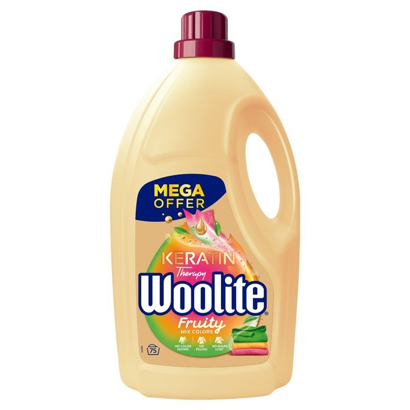 Płyn do prania tkanin kolorowych Fruity Keratin 75 prań Woolite 4,5 l
