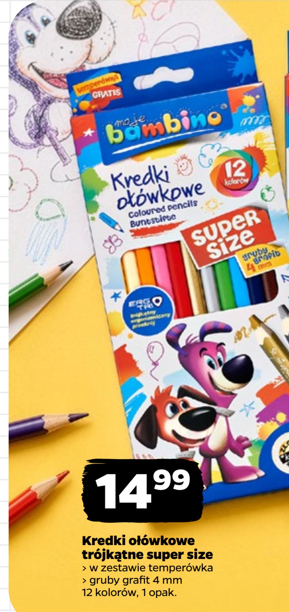 Kredki ołówkowe trójkątne super size