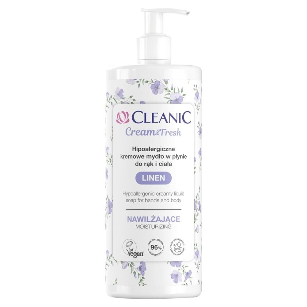 Cleanic Cream&Fresh Linen Hipoalergiczne kremowe mydło w płynie do rąk i ciała 500 ml