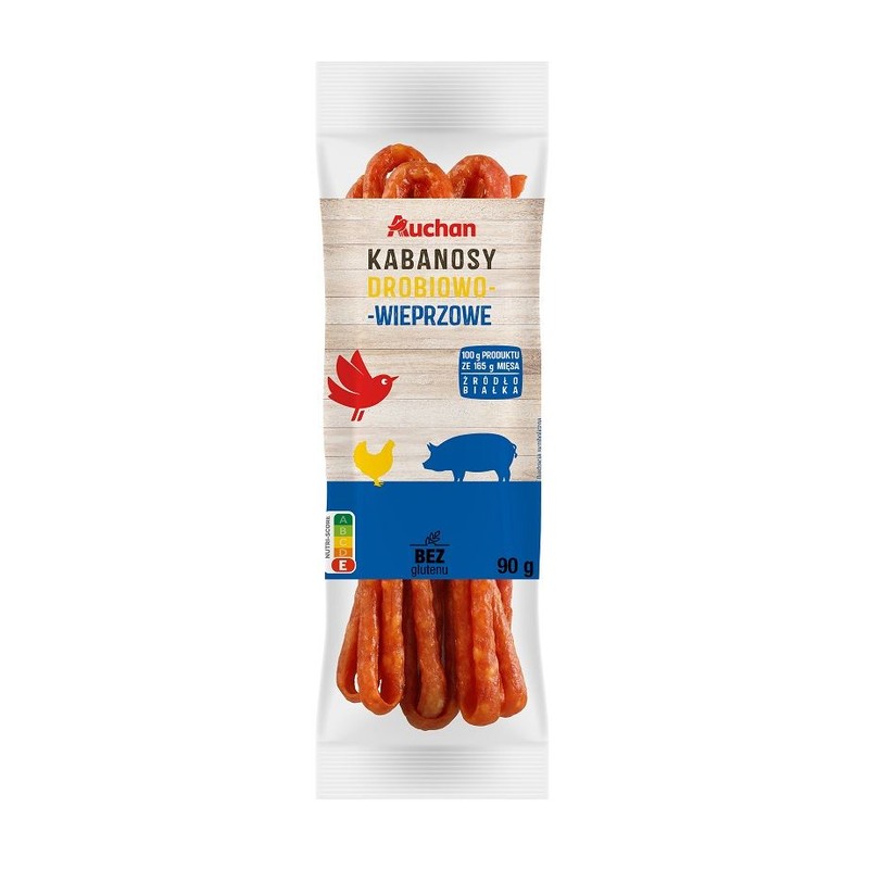 Kabanosy drobiowo-wieprzowe   Auchan 90 g