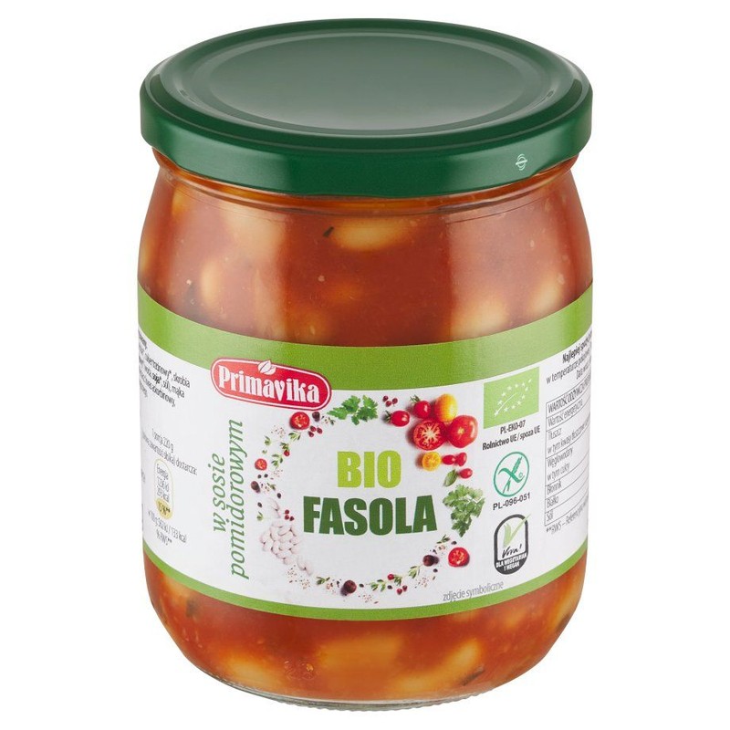 BIO Ziarna fasoli w sosie pomidorowym  Primaeco 440 g