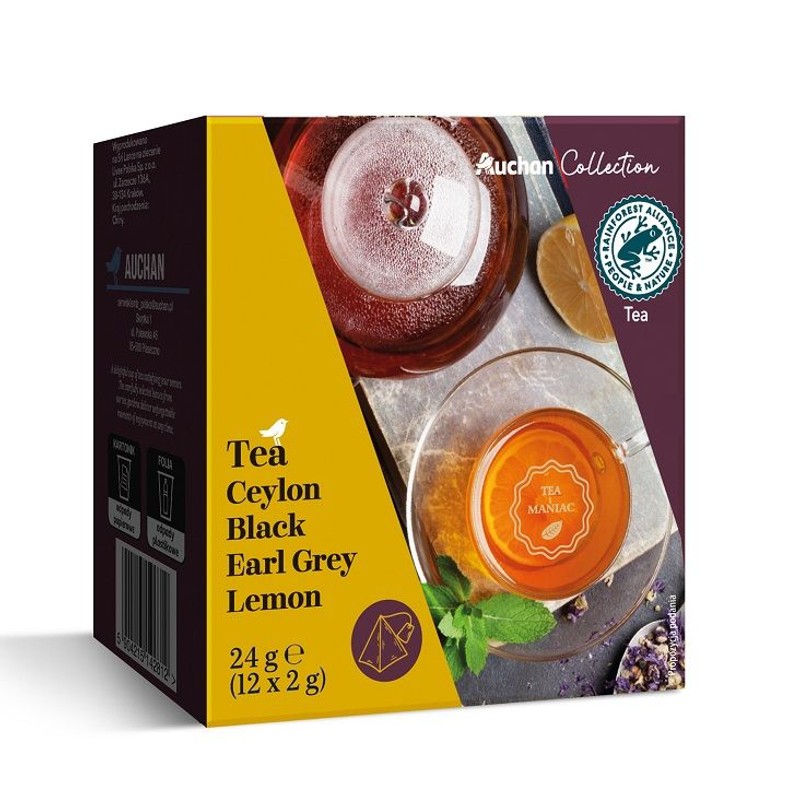 Herbata czarna Ceylon Earl Grey Lemon  Auchan Collection  12 torebek