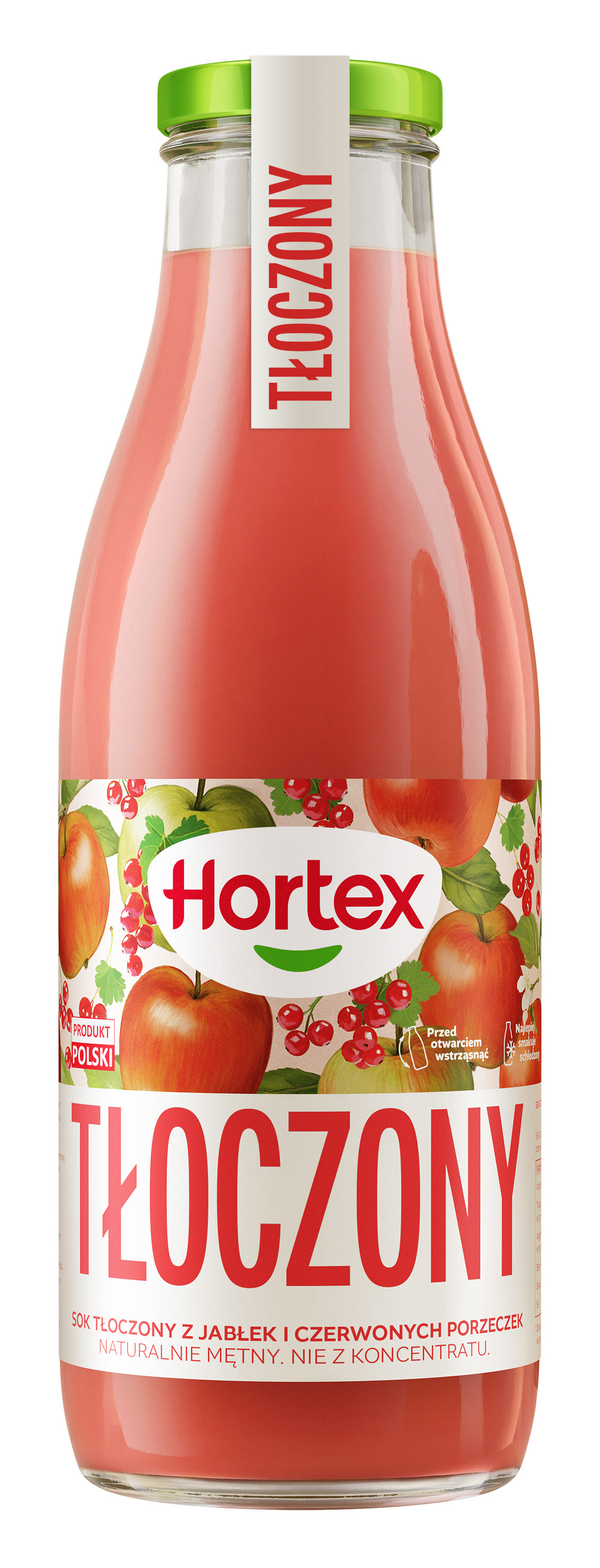 Hortex Sok Tłoczony Z Jabłek I Czerwonych Porzeczek, Naturalnie Mętny, Nie Z Koncentratu Butelka Szklana 750Ml