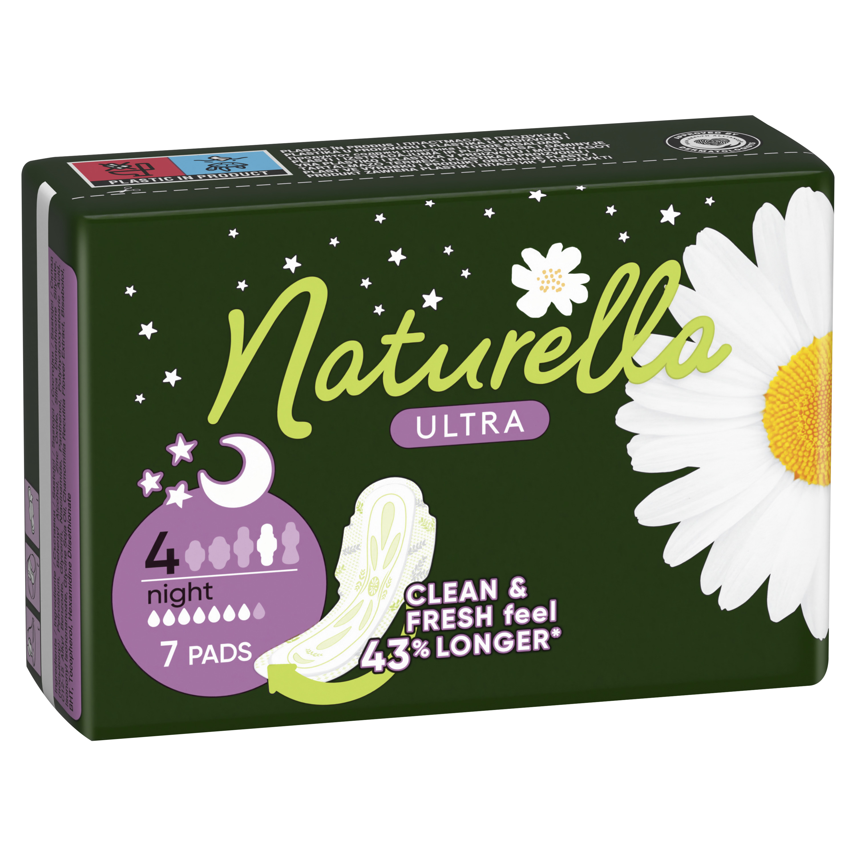 Naturella Ultra Night, Podpaski Ze Skrzydełkami, 7 Sztuk