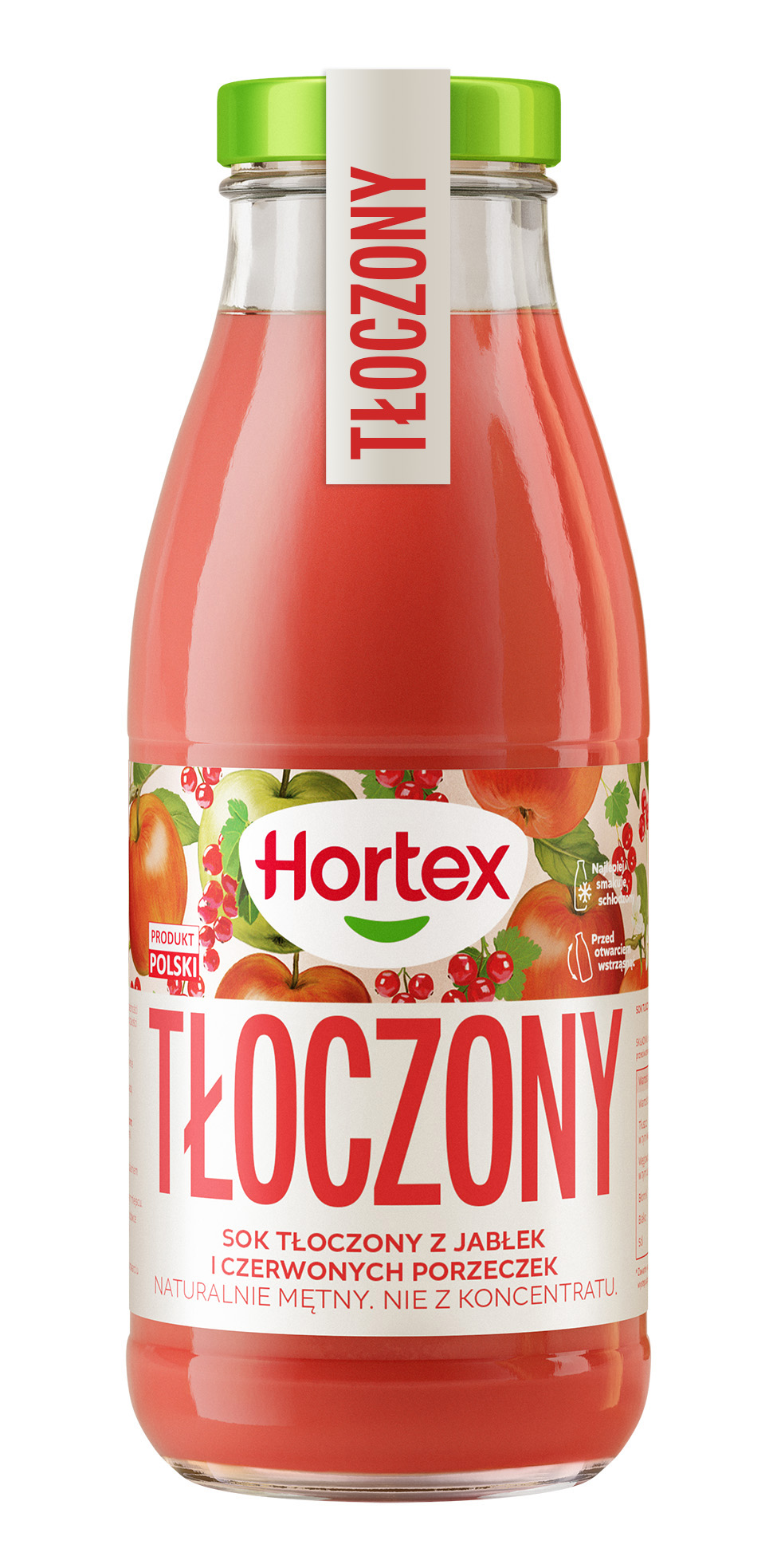 Hortex Sok Tłoczony Z Jabłek I Czerwonych Porzeczek, Naturalnie Mętny, Nie Z Koncentratu Butelka Szklana 250Ml