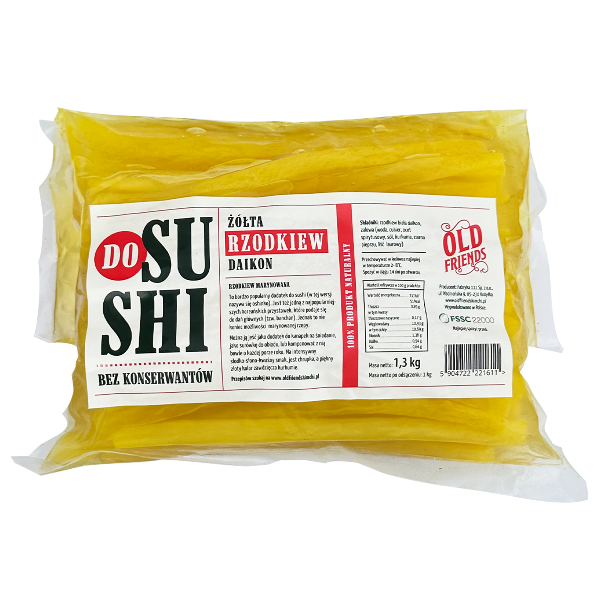 Rzodkiew Żółta Daikon Marynowana Do Sushi Polska 1,3Kg Old Friends