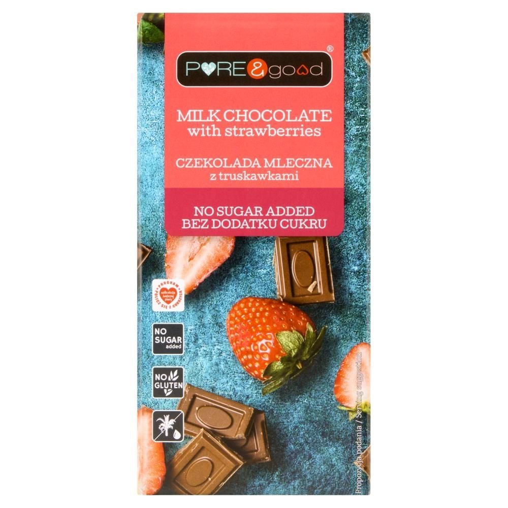 Pure & Good Czekolada mleczna z truskawkami 75 g